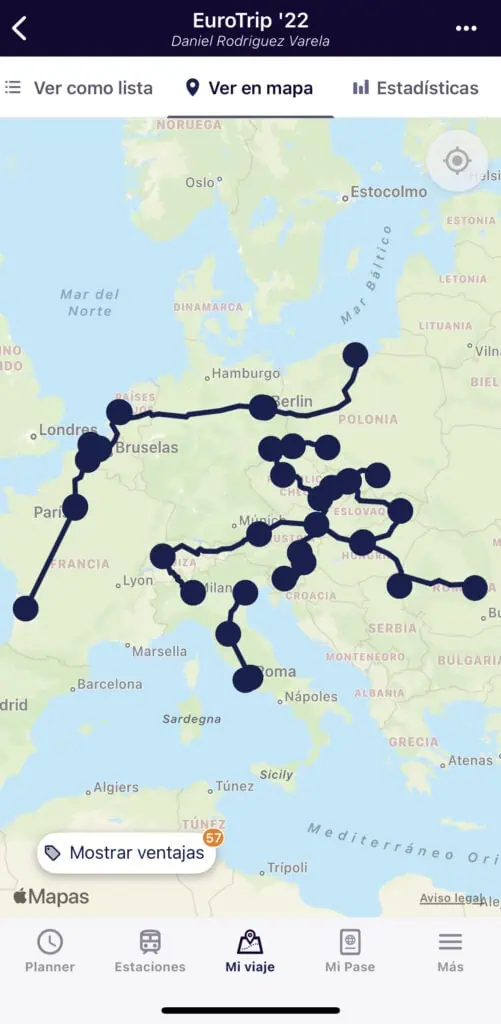 Nuestro recorrido en tren con el Eurail