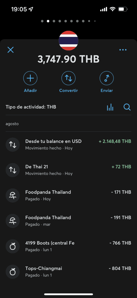 Mi balance en bahts tailandeses Mi balance en bahts tailandeses