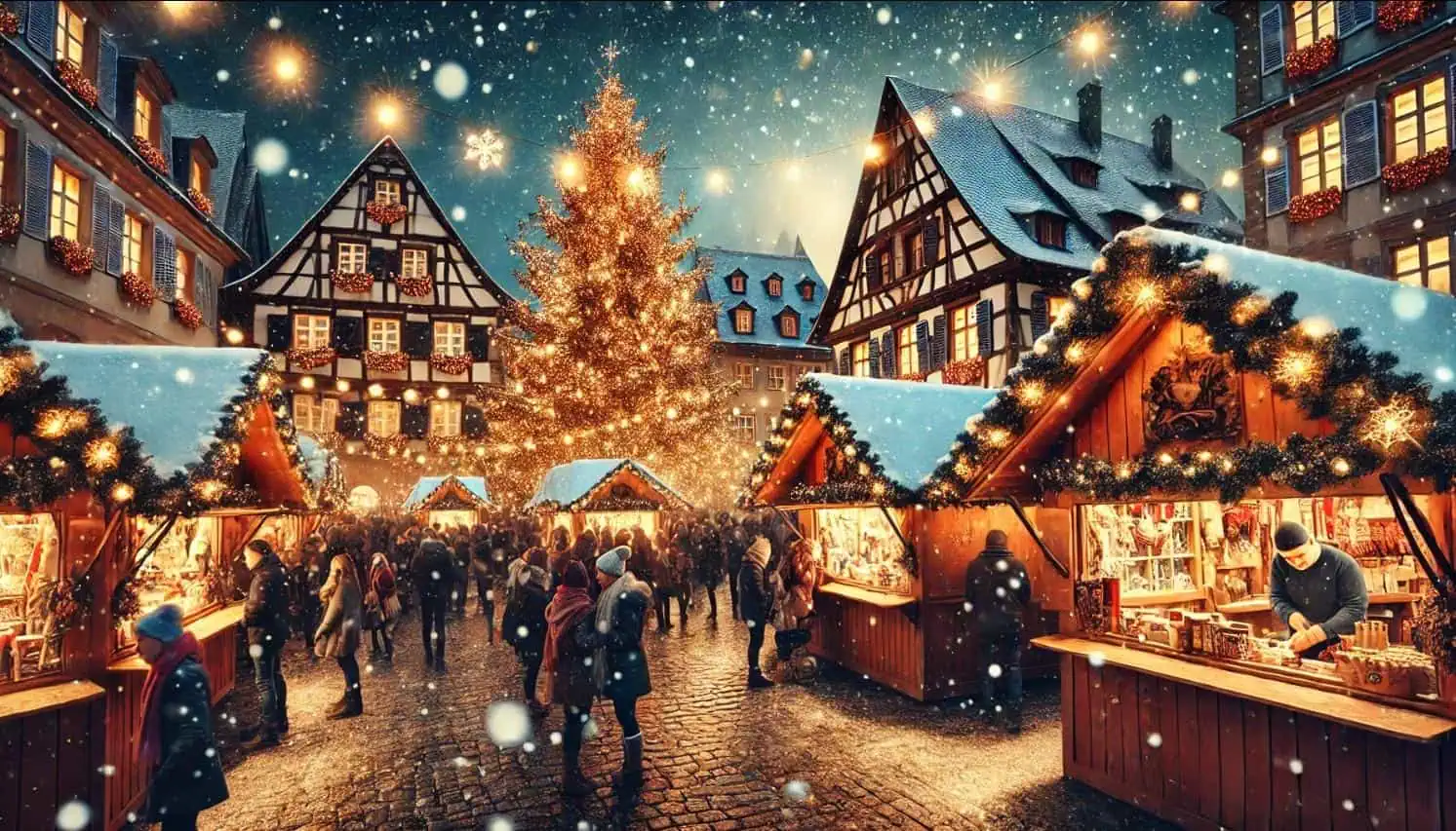Mercados Navideños. Ilustración con IA.
