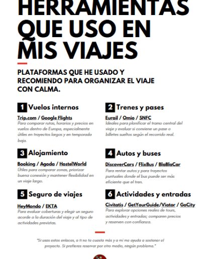 Herramientas recomendadas para el viaje